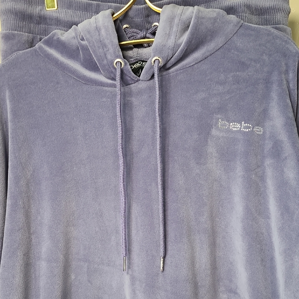 Bebe Sport Lavender Gray Velour Hoodie and Joggers Set Large - Picture 3 of 16